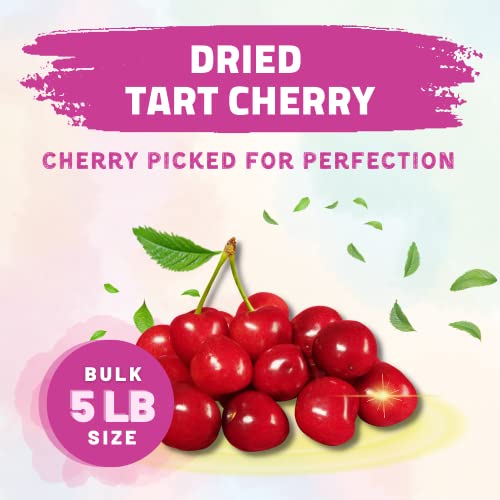 Berrilys Dried Tart Cherries, Unsweetened, 5 LB, Pitted, Unsulfu...