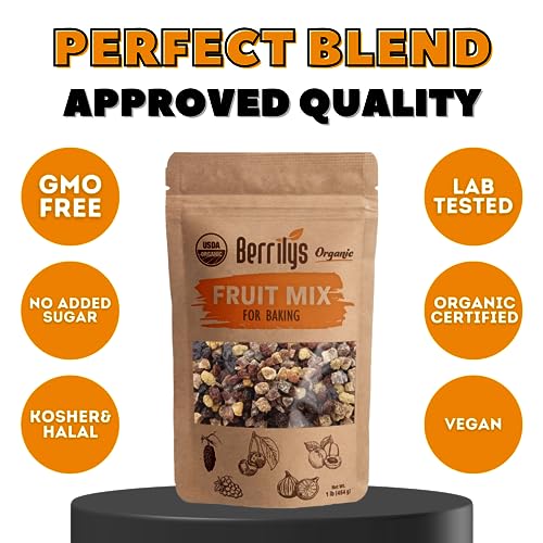 Berrilys Organic Dried Fruit Mix of Diced Figs, Apricots, White ...