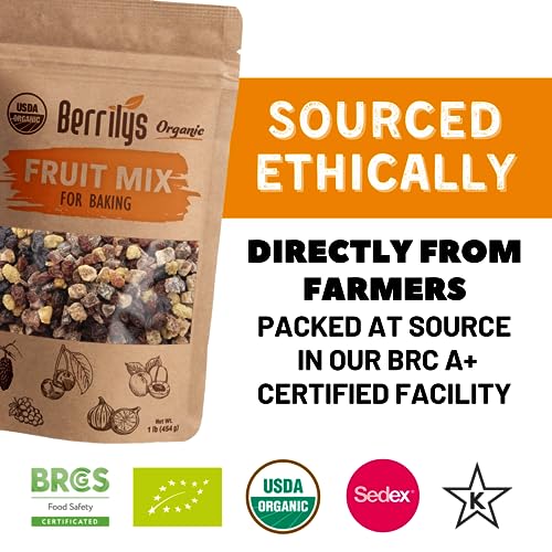 Berrilys Organic Dried Fruit Mix of Diced Figs, Apricots, White ...