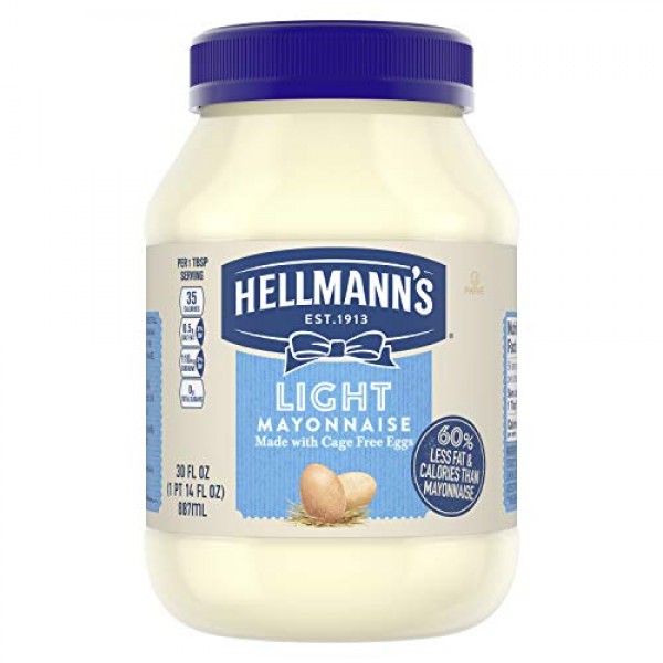 Hellmanns Mayonnaise, Light, 30 Ounce