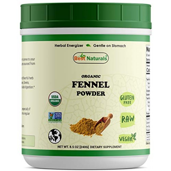 Best Naturals Certified Organic Fennel Seeds Powder 8.5 OZ 240 ...