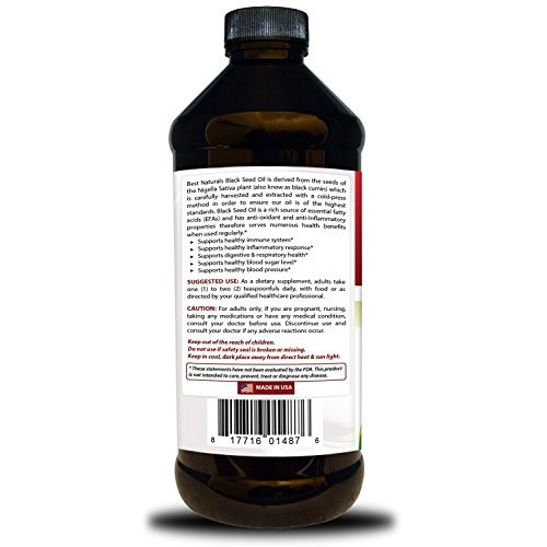 Best Naturals Black Seed Oil 16 Oz - Cold Pressed - Alcohol Free