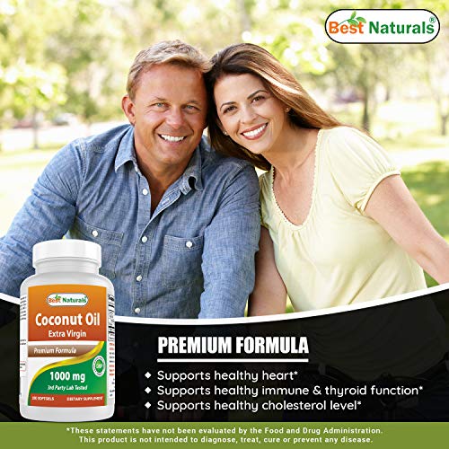 Best Naturals Extra Virgin Coconut Oil 1000 Mg Softgel, 180 Count