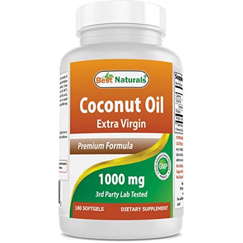 Best Naturals Extra Virgin Coconut Oil 1000 Mg Softgel, 180 Count