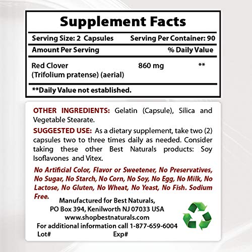 Best Naturals Red Clover 430 Mg 180 Capsules