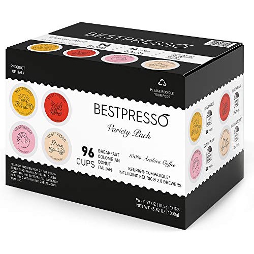 Bestpresso Coffee, Variety Pack Single Serve K-Cup, 96 Count. In