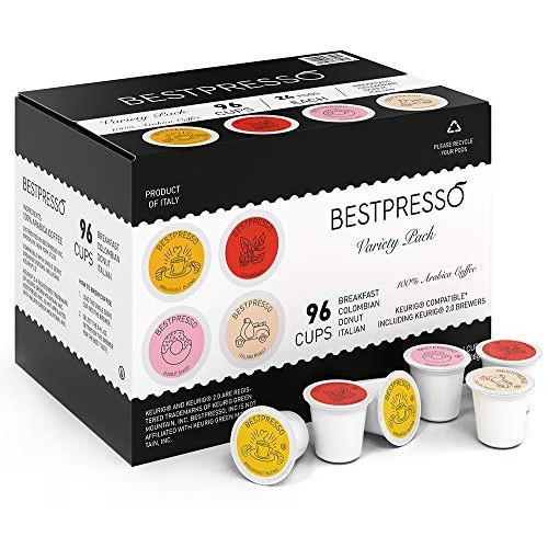 Bestpresso Coffee, Variety Pack Single Serve K-Cup, 96 Count. In