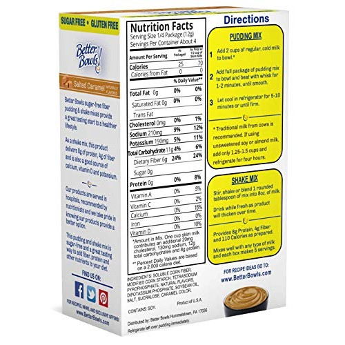 Better Bowls Sugar-Free Instant Pudding, Salted Caramel 1.8 Oun