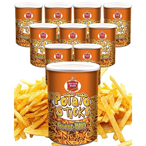 Better Made Potato Sticks 5oz Canister - Sweet BBQ, 12 Can Tray...