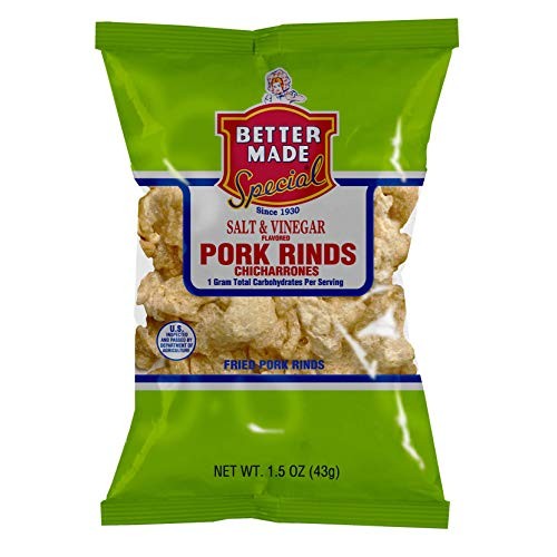 Better Made Salt & Vinegar Flavored Pork Rinds Chicharrones - 8-...