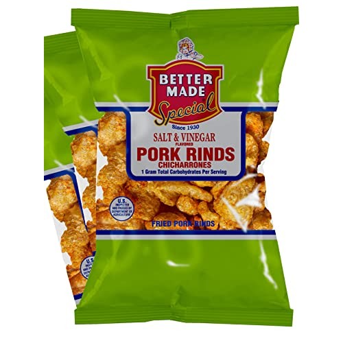 Better Made Salt & Vinegar Flavored Pork Rinds Chicharrones - 8-...