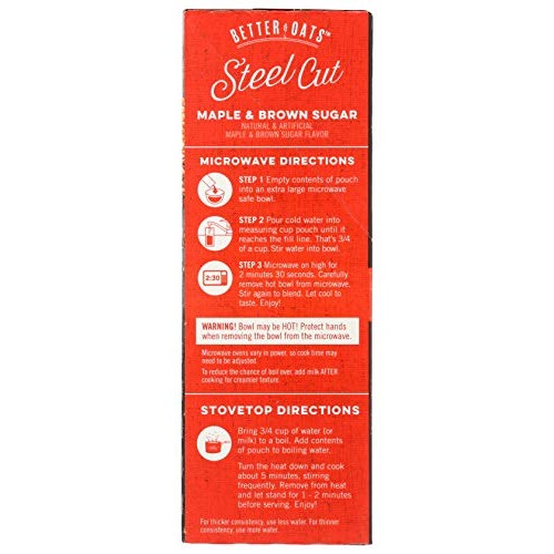 Better Oats Steel Cut Maple Brown Sugar Instant Oatmeal With Fla