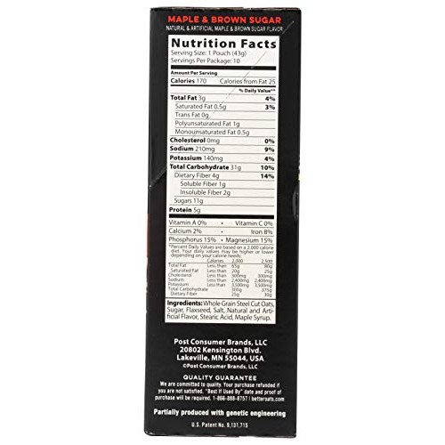 Better Oats Steel Cut Maple Brown Sugar Instant Oatmeal With Fla
