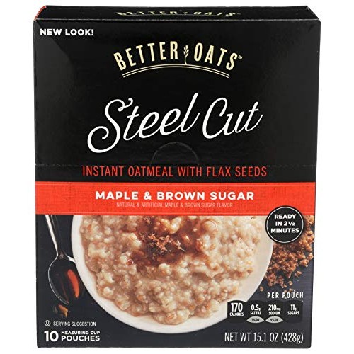 Better Oats Steel Cut Maple Brown Sugar Instant Oatmeal With Fla