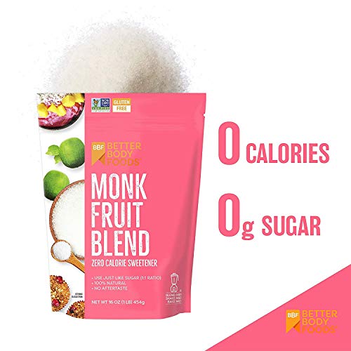 Betterbody Foods Monk Fruit Sweetener Blend, Sugar Substitute, 1