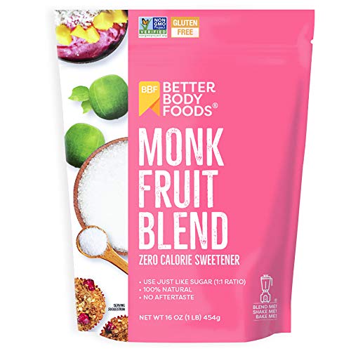 Betterbody Foods Monk Fruit Sweetener Blend, Sugar Substitute, 1