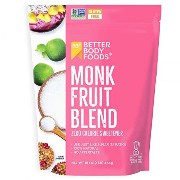 BetterBody Foods Monk Fruit Sweetener Blend, Sugar Substitute, 1...