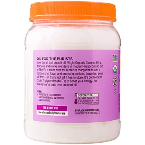 Betterbody Foods Organic Virgin Coconut Oil — Cold-Pressed And U