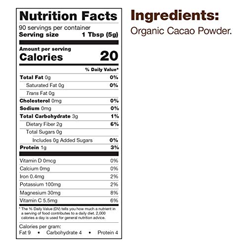 Organic Cacao Powder, Non-Gmo, Gluten-Free Superfood 16 Oz.