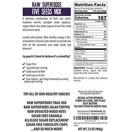 Raw Superfoods Five Seeds Mix Pumpkin Seeds, Sunflower Seeds, C