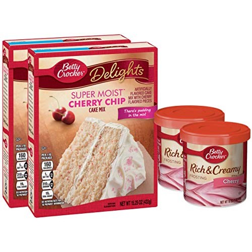 Betty Crocker Cherry Chip Cake Mix And Cherry Frosting Bundle -