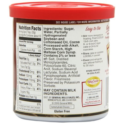 Betty Crocker Gluten Free Dark Chocolate Frosting, 16 oz Pack o...