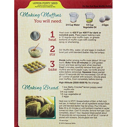 Betty Crocker Lemon Poppy Seed Muffin &Amp; Quick Bread Mix 14.5 Oz