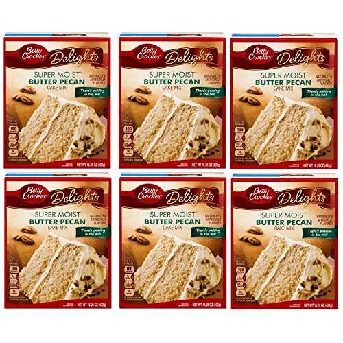 Six 6 Pack Betty Crocker Super Moist Butter Pecan Cake Mix Bun