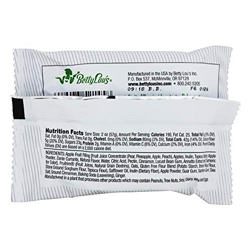 Betty Lous - Gluten-Free Fruit Bar Snack - Apple Cinnamon, 12 B