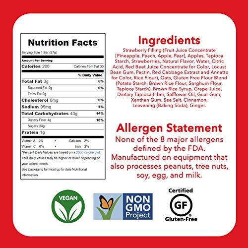 Betty Lous - Gluten-Free Fruit Bar Snack - Strawberry, 12 Bars