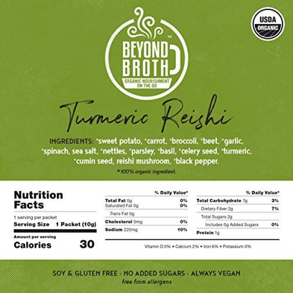 Beyond Broth Turmeric Reishi Immune Organic Vegan Vegetable Inst...