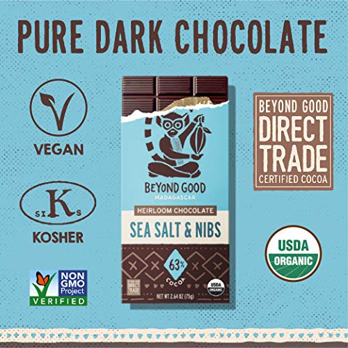 Beyond Good Chocolate Bars | 10 Pack Sea Salt &Amp; Nibs Dark Chocol