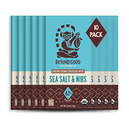 Beyond Good Chocolate Bars | 10 Pack Sea Salt &Amp; Nibs Dark Chocol