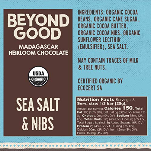 Beyond Good Chocolate Bars | 6 Pack Sea Salt &Amp; Nibs Dark Chocola