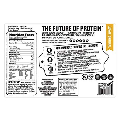 Beyond Meat Brat Original Plant-Based Sausage, 14 Oz 2 Pack, 8