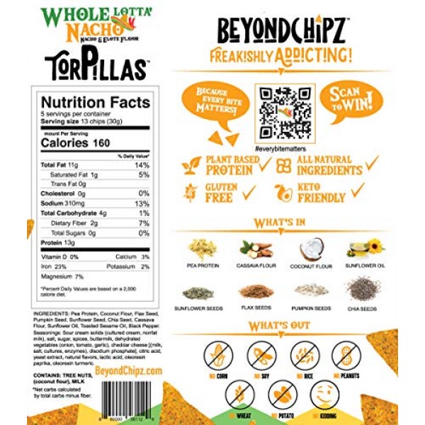 Beyondchipz Torpillas Low Carb Keto Gluten Free Tortilla Chips 5