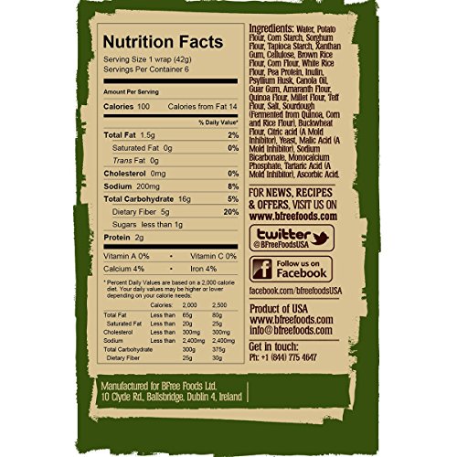 Bfree Gluten-Free Wrap Tortillas Multigran Dairy-Free Wheat-Free