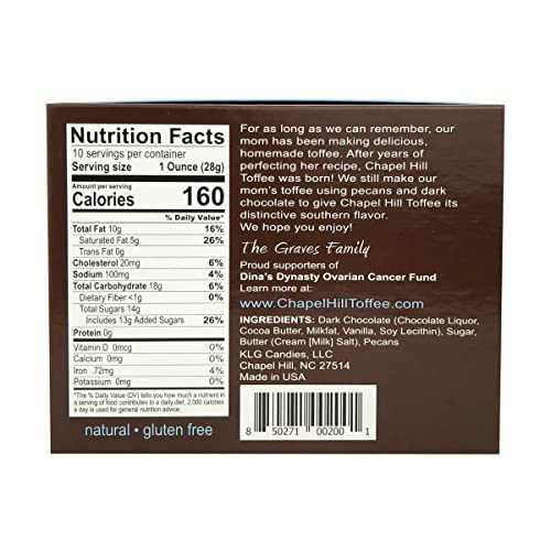 Chapel Hill Toffee Dark Chocolate Pecan Toffee, 10 OZ