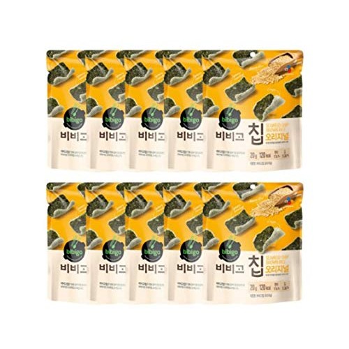Bibigo Crispy Baked Seaweed Crisps, 0.7-Ounce 10-Pack, Thin &Amp;