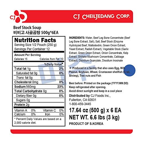 Bibigo Korean Beef Bone Broth Soup, Ready-To-Eat, 17.7 Ounce 6-