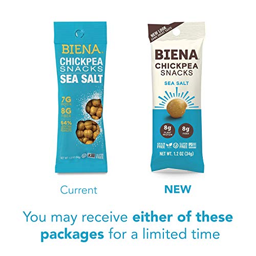 BIENA Chickpea Snacks, Sea Salt Gluten Free Vegan Dairy Free Pla...