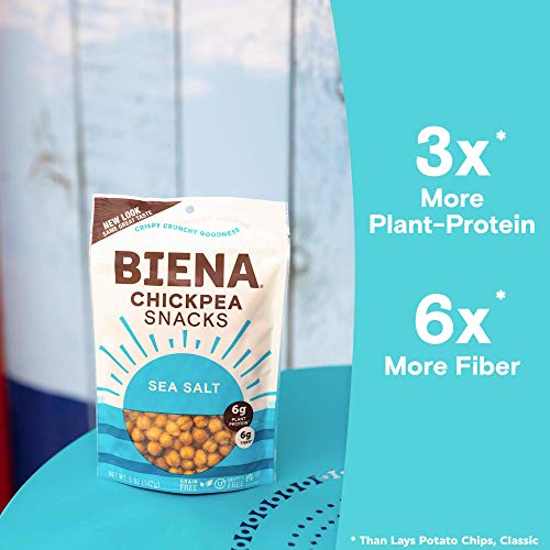 BIENA Chickpea Snacks, Sea Salt Gluten Free Vegan Dairy Free Pla...