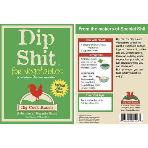 Dip Shit .75Oz Pouch Pack Of 6 Chip And Vegetable Dip