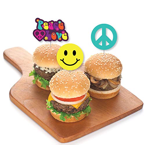 60S Hippie - Dessert Cupcake Toppers - 1960S Groovy Party Clear