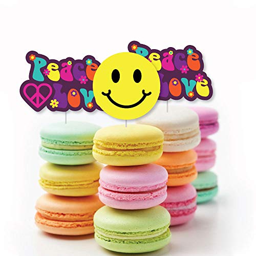 60S Hippie - Dessert Cupcake Toppers - 1960S Groovy Party Clear