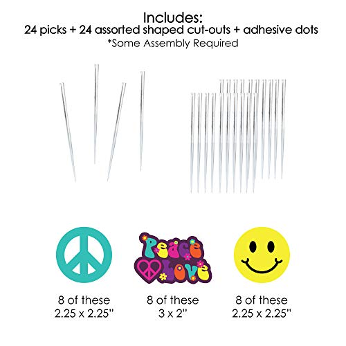 60S Hippie - Dessert Cupcake Toppers - 1960S Groovy Party Clear