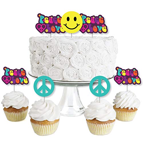 60S Hippie - Dessert Cupcake Toppers - 1960S Groovy Party Clear