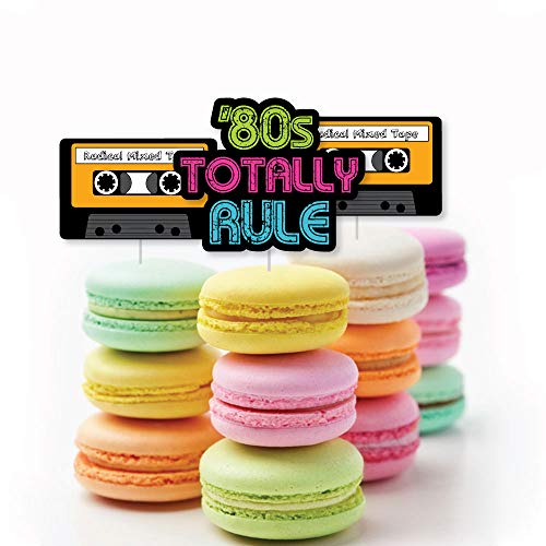 80S Retro - Dessert Cupcake Toppers - Totally 1980S Party Clear