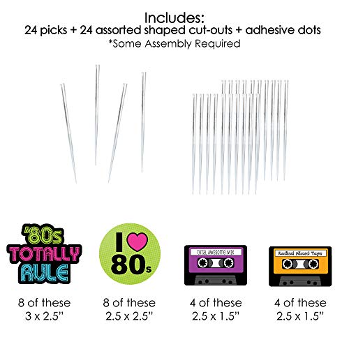 80S Retro - Dessert Cupcake Toppers - Totally 1980S Party Clear