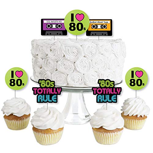 80S Retro - Dessert Cupcake Toppers - Totally 1980S Party Clear